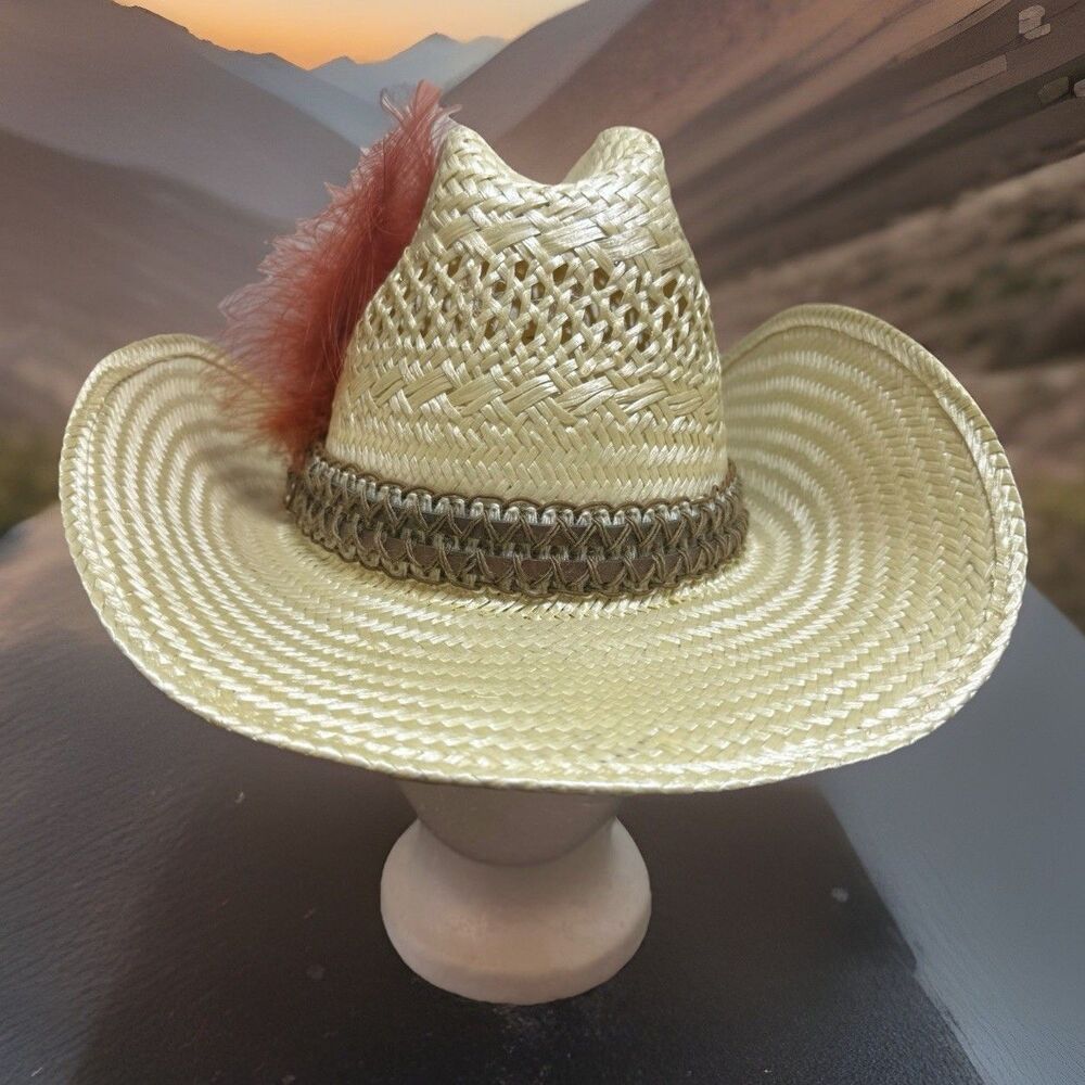 Stetson Roadrunner Bryant Finish Straw Western Cowboy Hat Sz 7 1/4 Vintage